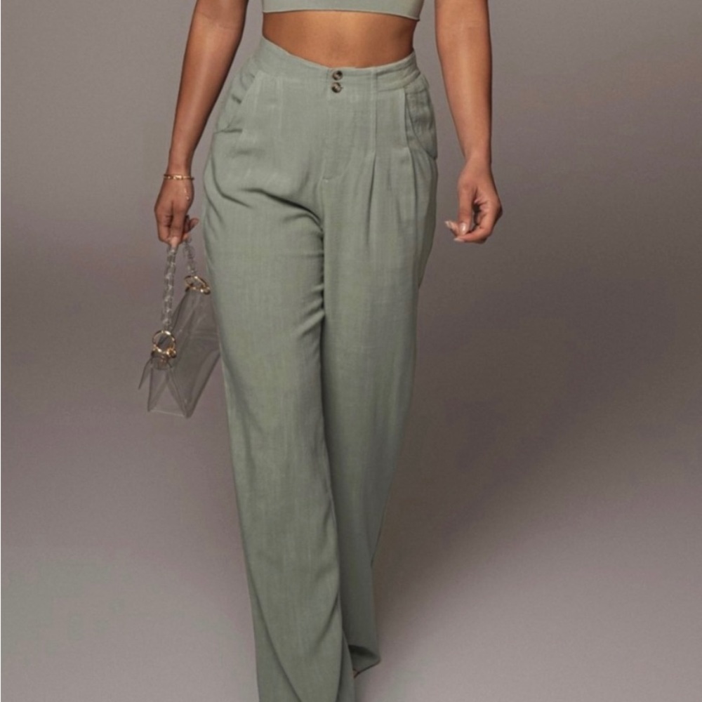 JLUX LABEL Linen Sage Lined Pants